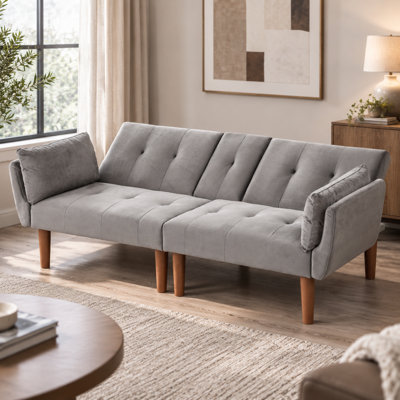 Canapé pliable en velours gris foncé, 184 cm (72,36 pouces), canapé deux places