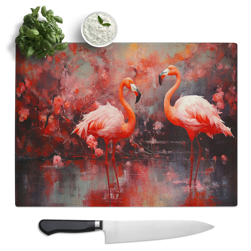 Flamingo Contemporary  Glass Chopping Board