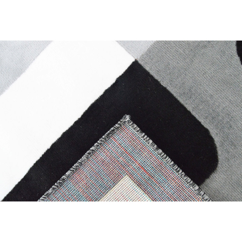 Tapis gris/noir tissé à la machine Ador