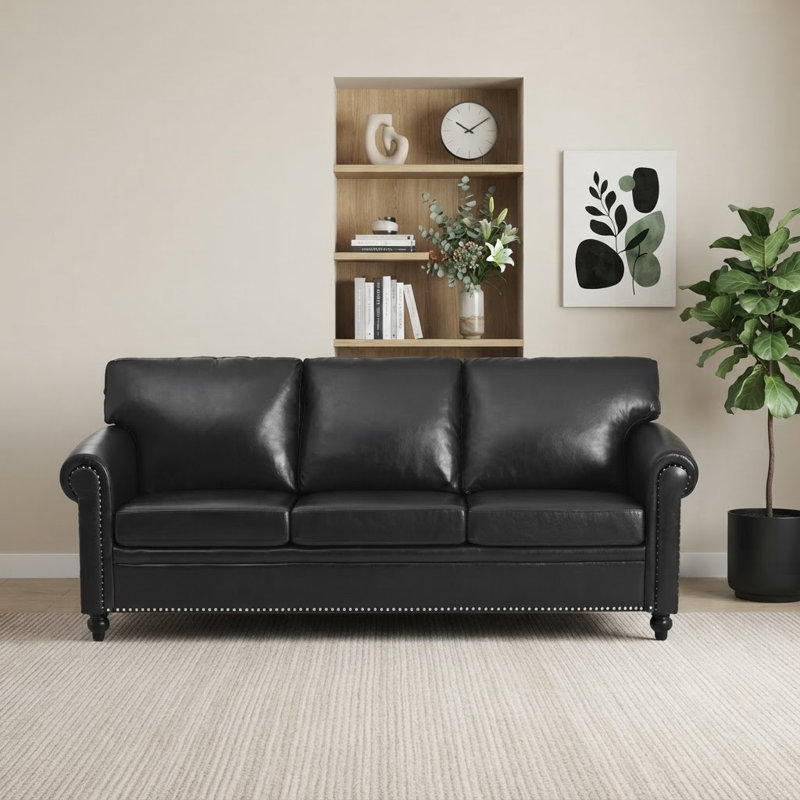 3 Seater PU leather sofas, Black