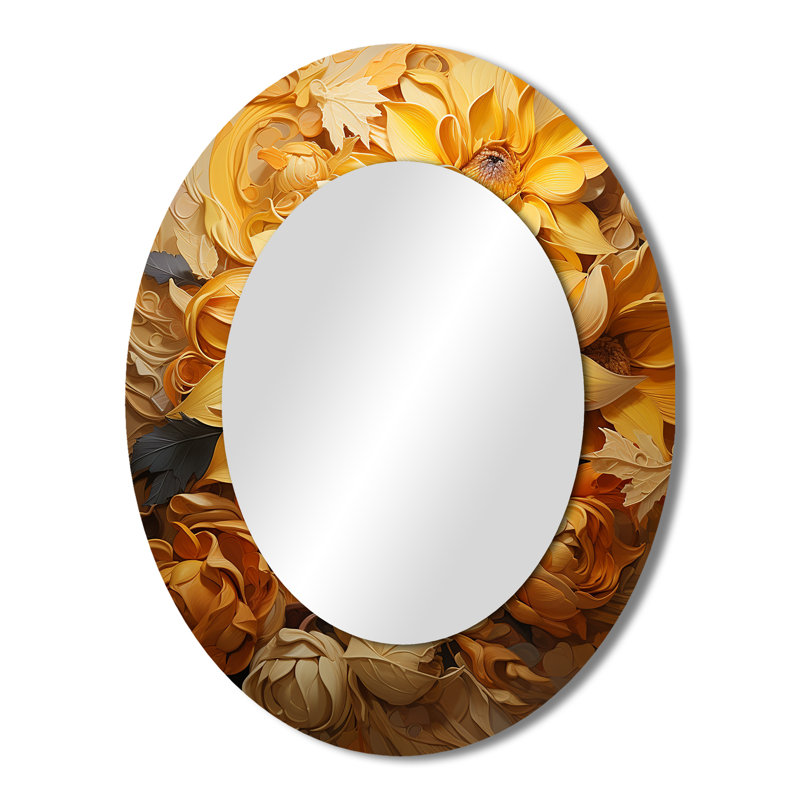 Radiant Reverie Botanical II - Miroir mural moderne ovale, 43 po x 33 po