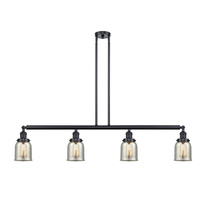 Luminaire suspendu pour îlot de cuisine 4 lumières LeMaster, Argent mercuré plaqué, Nickel poli