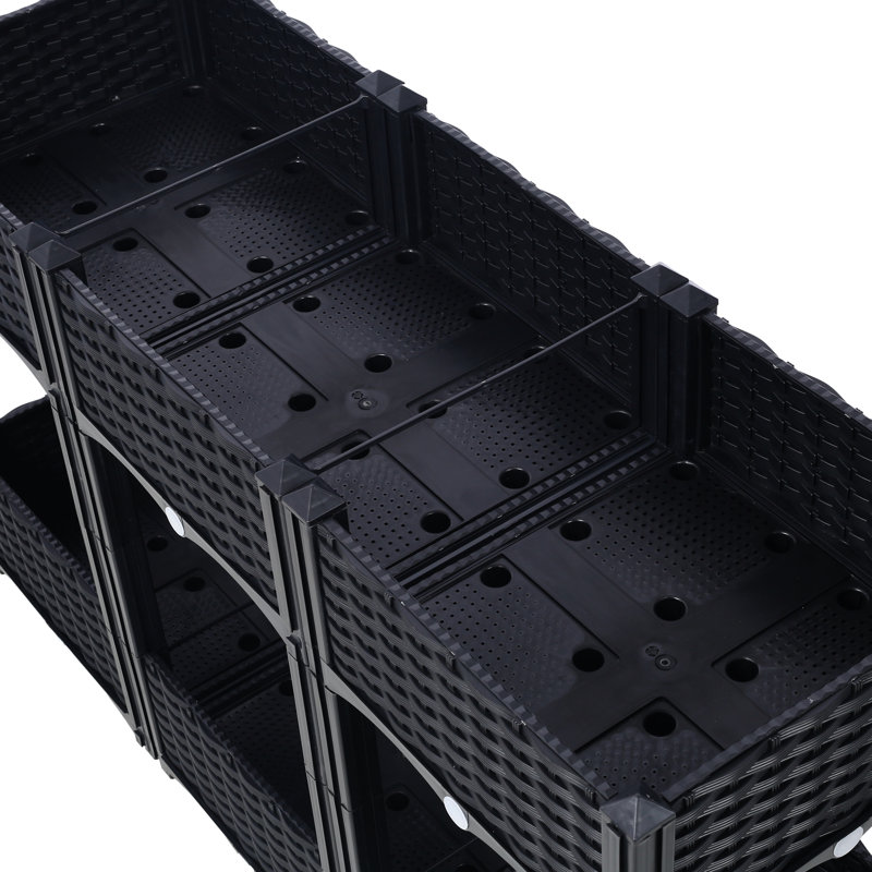 Lits de jardin surélevés en polypropylène: 47,2 po x 15,7 po x 27,7 po, noir, avec drainage pour légumes, fleurs, herbes, processus d'assemblage facile