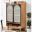 50" Brown+Tan Rectangular Solid Wood Shoe Storage