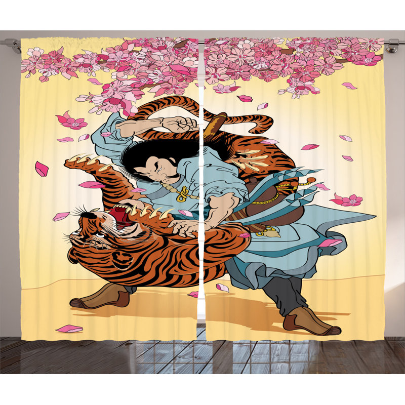 Japanese Semi-Sheer Rod Pocket Curtain Panels, 54" x 108"