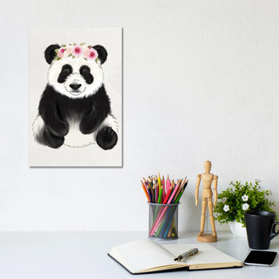 Floral Crown Baby Panda by Katie Bryant - Wrapped Canvas Print