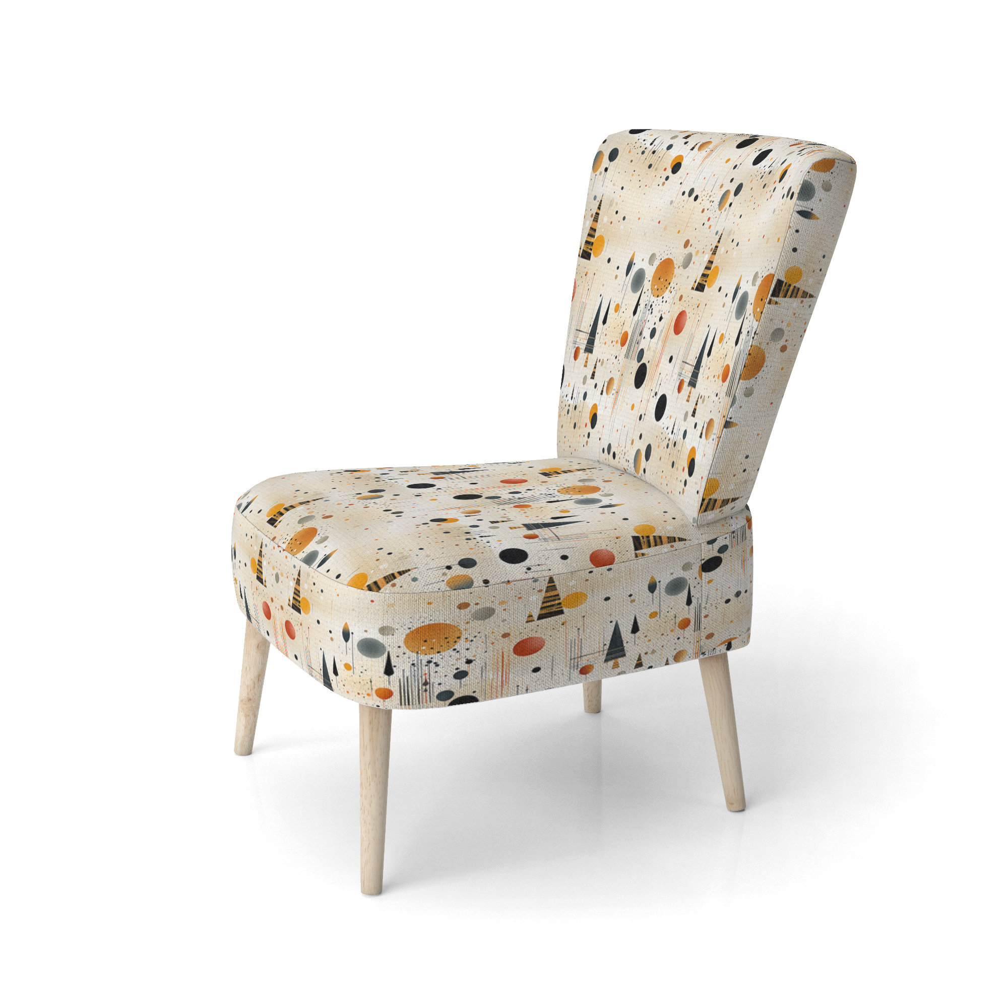 Dakota Fields Grey And Yellow Poka Dot Retro Landscape Upholstered