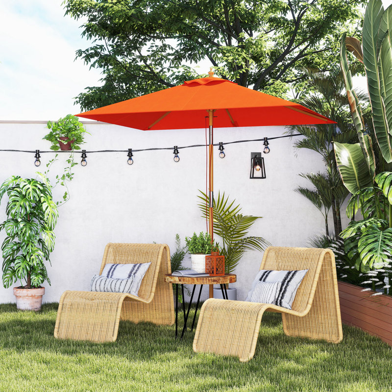 Outsunny Garden Parasol Umbrella, Orange