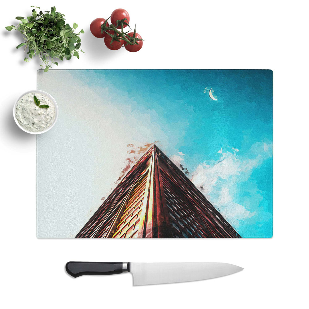 Glass Moon Above The Architecture in Abstract Chopping Board