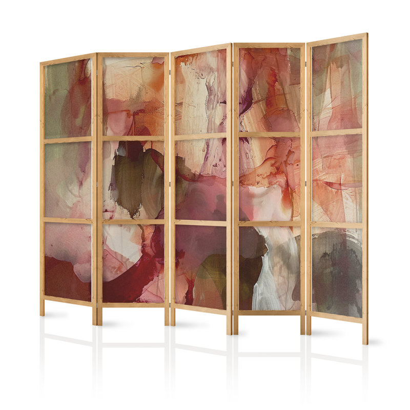 171cm H Solid Wood Folding Room Divider, 171cm H x 225cm W x 1.2cm D, 5