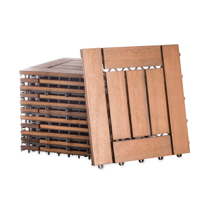 Carreau de terrasse en bois 12 po x 12 po brun