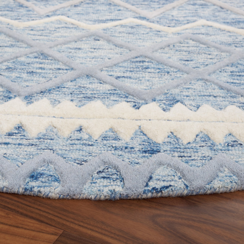 Emst Hand Tufted New Zealand Wool Southwestern Rug, Round 6'