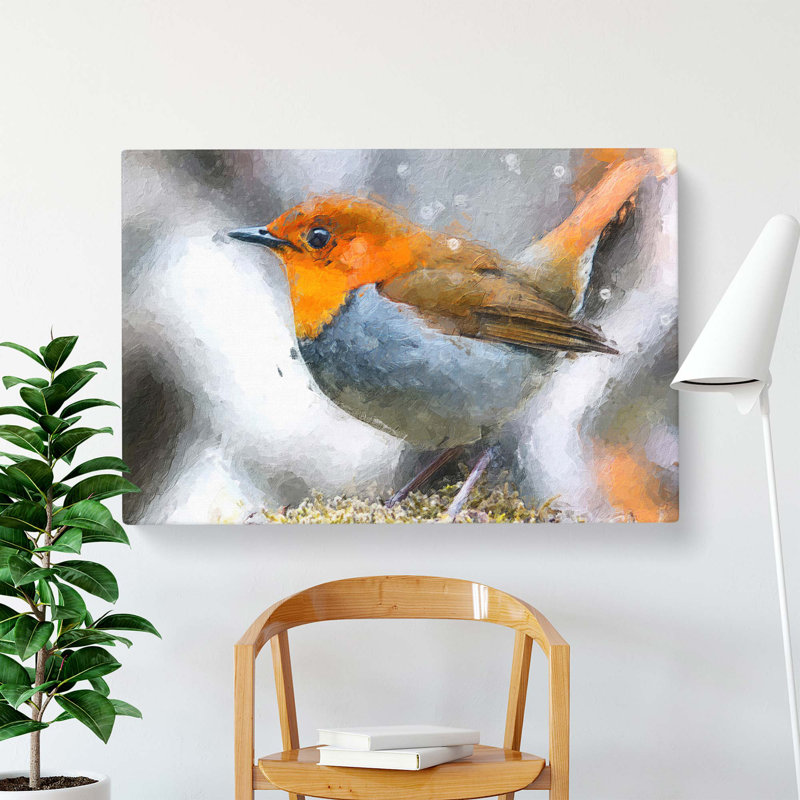Charming Robin Bird - Wrapped Canvas, 35 cm H x 50 cm W