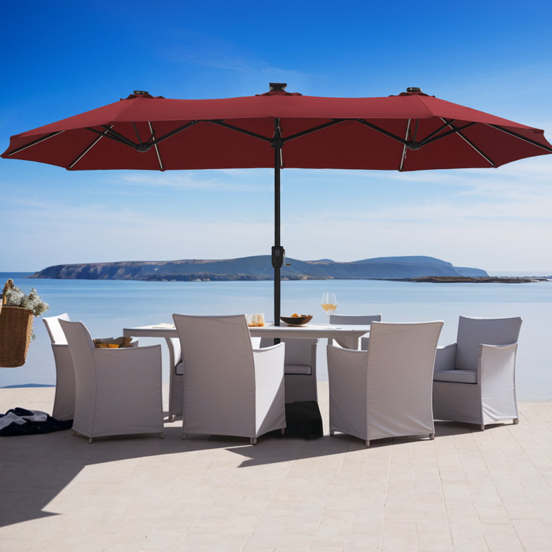 Parasol de marché rectangulaire avec base Tamja 181,1 "x 108", Rouge