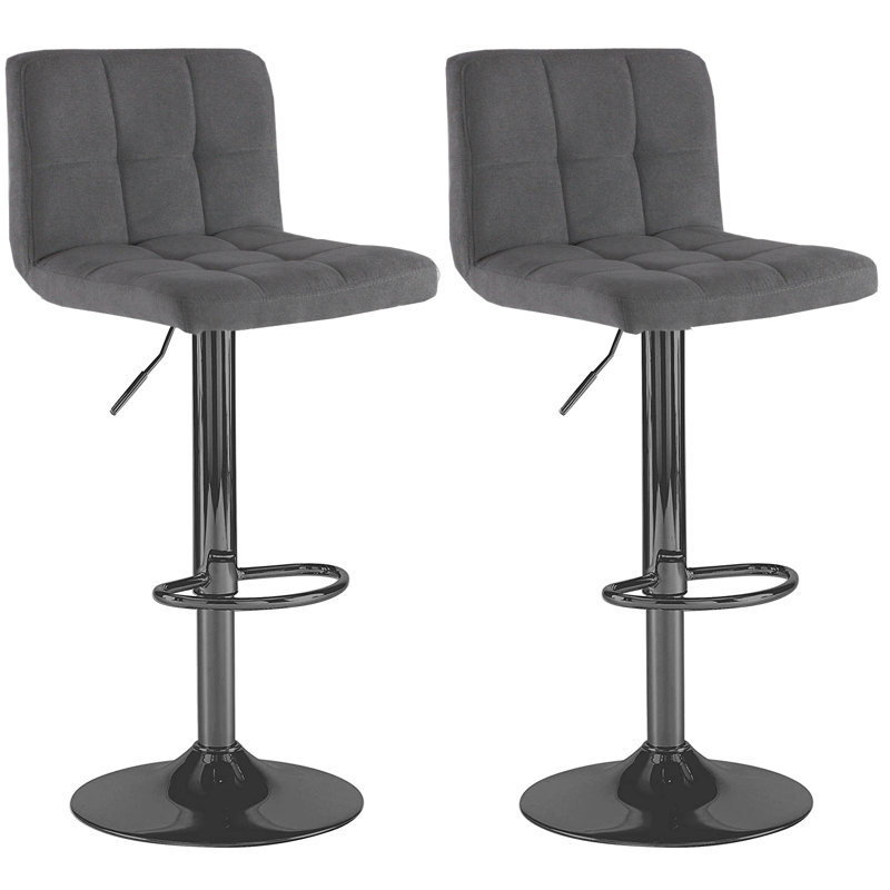 Hikmat Swivel Upholstered Adjustable Height Counter Stool with Metal Frame, Dark Grey