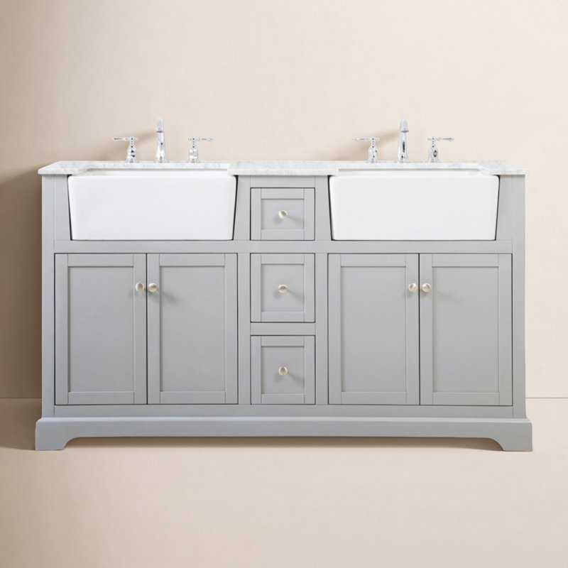 Pardue 60'' Double Bathroom Vanity with Top, Gray