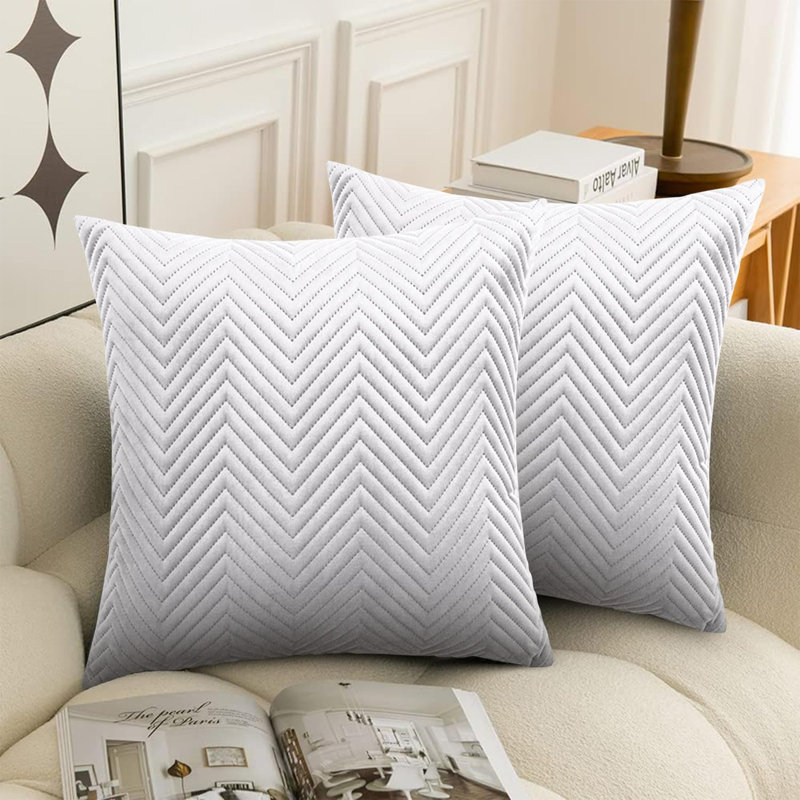 Chevron Square Throw Cushion Pad, Silver