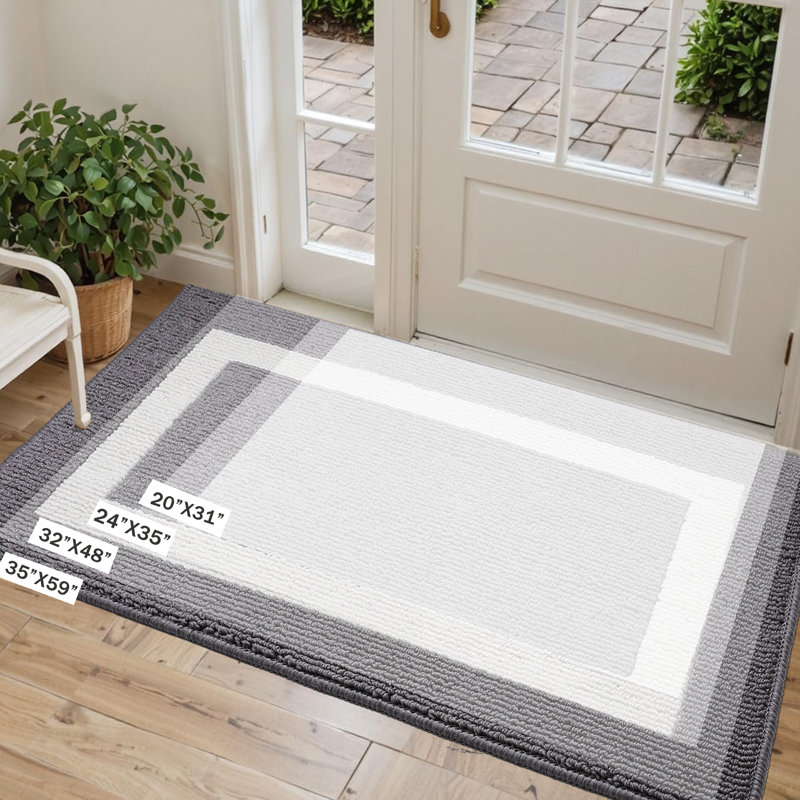 Tapis d'entrée antidérapant en caoutchouc pour l'intérieur et l'extérieur, L 24 po x L 35 po, Gris