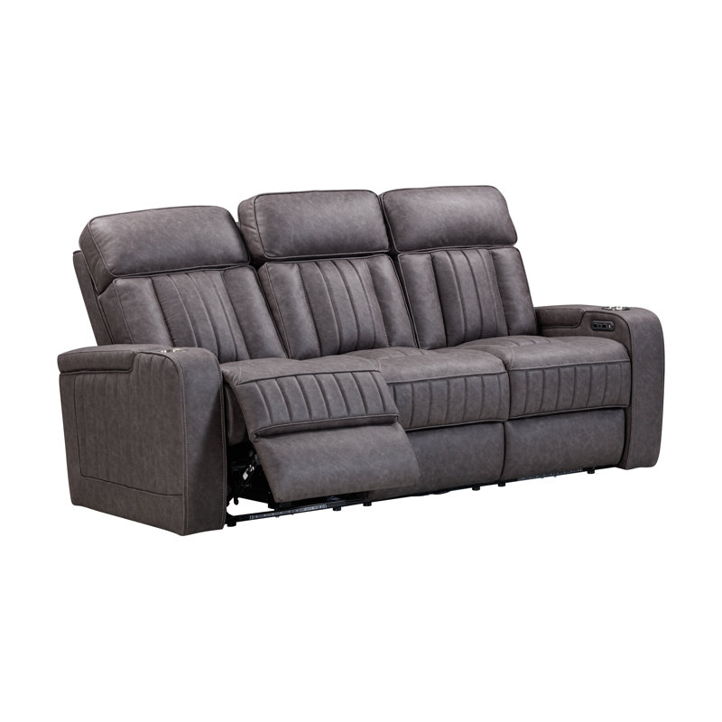 Canapé inclinable électrique avec table rabattable, Polyester gris