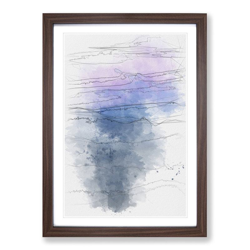 View of a Mountain Range - Picture Frame Painting Print, Walnut Framed, 87cm H x 62cm W x 2cm D