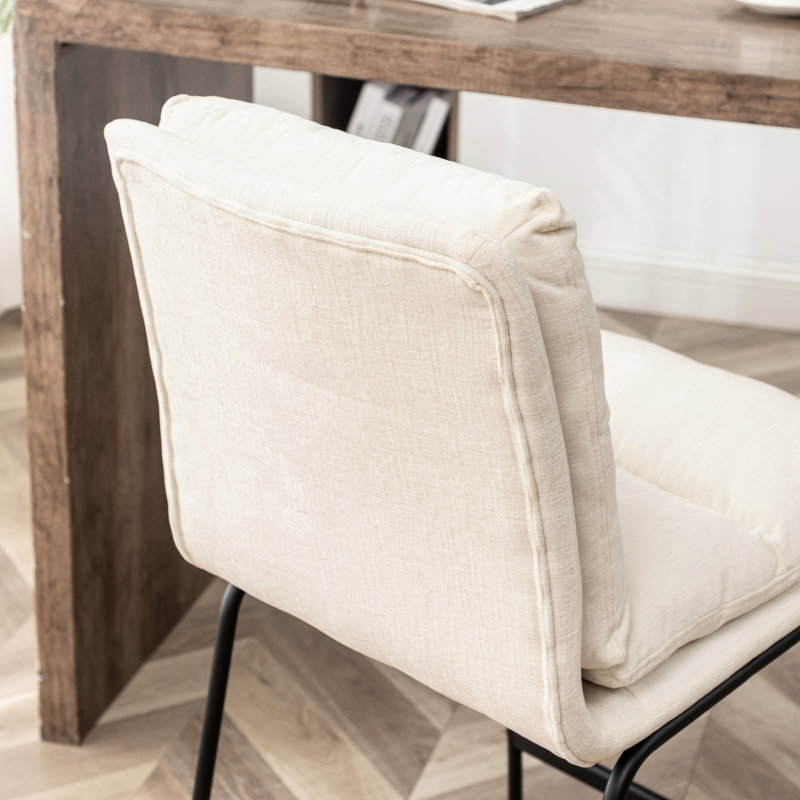 Tabourets rembourrés à hauteur de comptoir, de 2, blanc vanille, revêtement doux, base stable avec repose-pieds pour siège confortable de 26 pouces, protecteurs de plancher en métal