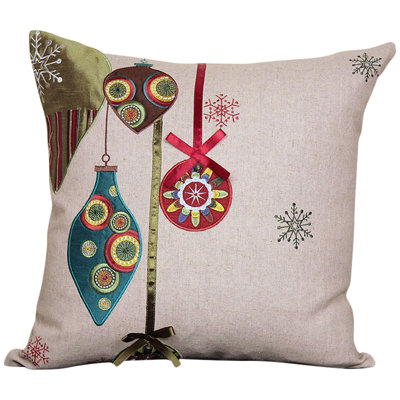 Coussin décoratif en lin brodé Ornaments