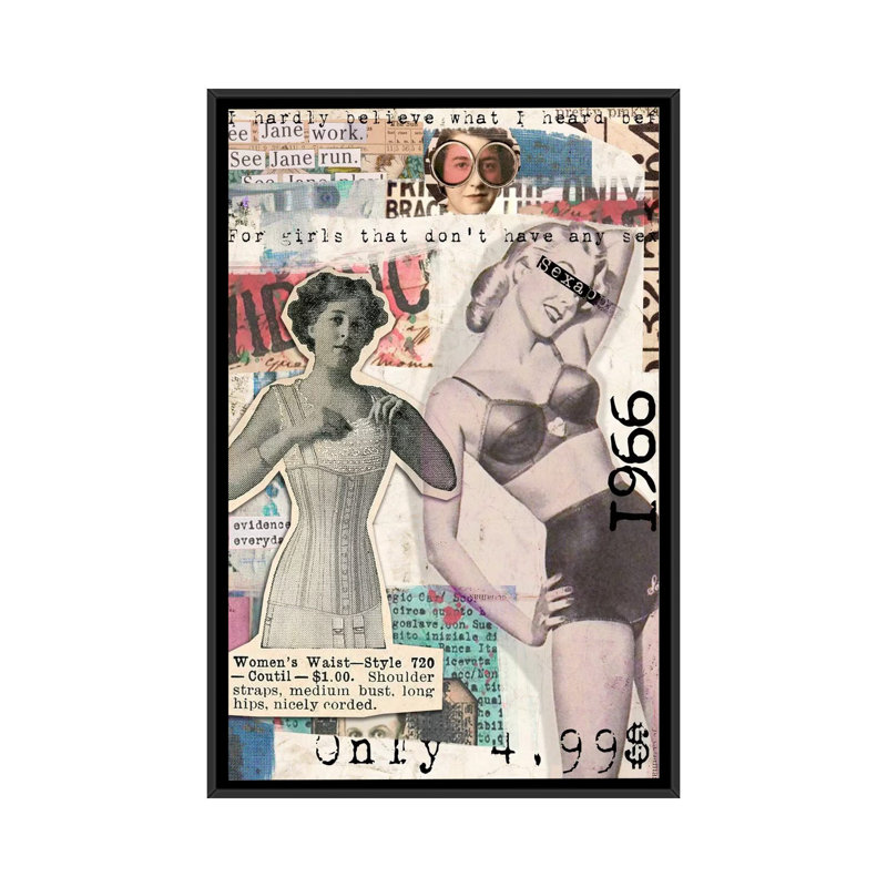 «Vintage Fashion # 5» par Luz, impression sur toile tendue, H 26 po x l 18 po x P 1,5 po, Toile avec cadre flottant noir