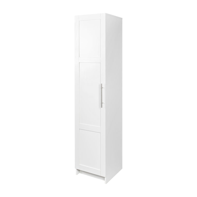 Stackable Wall Mounted Storage Cabinet, 15.75×15.75×70.87 Inch Tall Wooden Side Cabinet With Movable Shelves, White Multipurpose Organizer For Garage Kitchen Bathroom