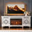 Silver Mirrored Fireplace TV Stand, Modern TV Stand Entertainment Center with Fireplace - Storage Cabinets & Drawers, Adjustable Heat & 3D Flame Effect, Crushed Diamonds, Fits Tvs Up To 65"+-1254056197