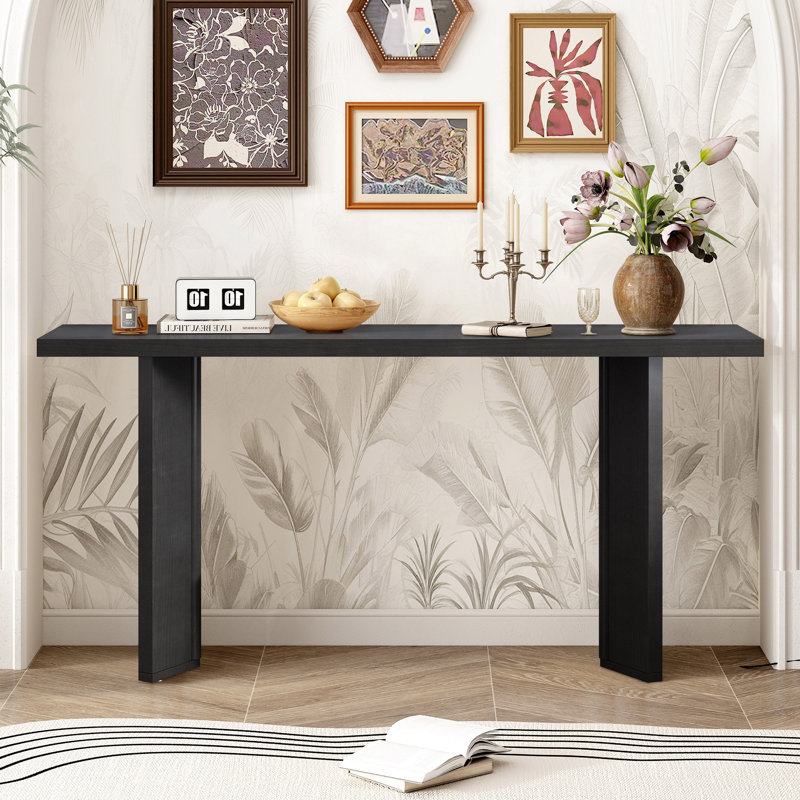 Table d'entrée moderne de 63 po, table console pour vestibule, couloir et vestibule, Noir