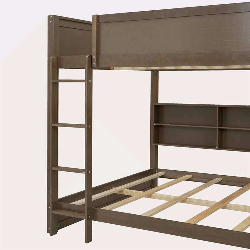 Lit superposé grand sur grand avec armoires de rangement et ports USB