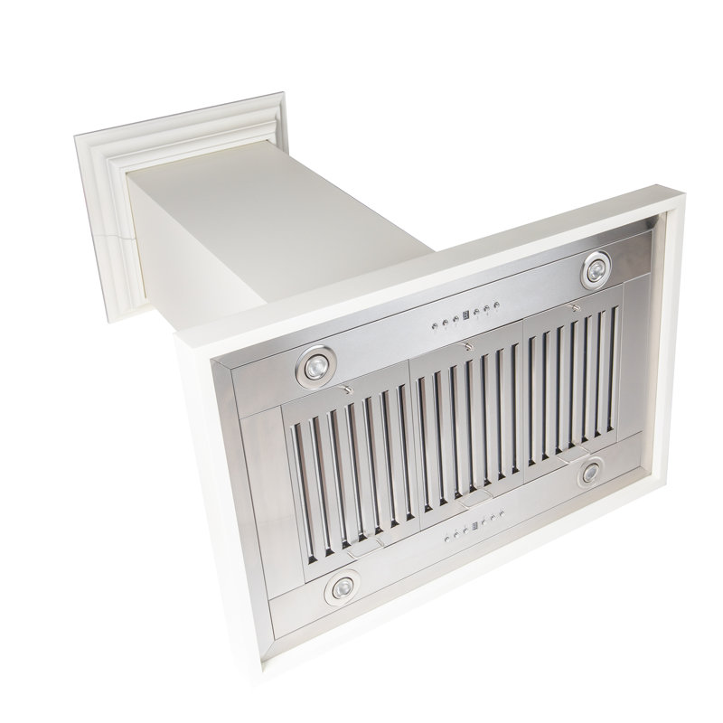 30" Wood 400 CFM Convertible Island Range Hood, Cottage White