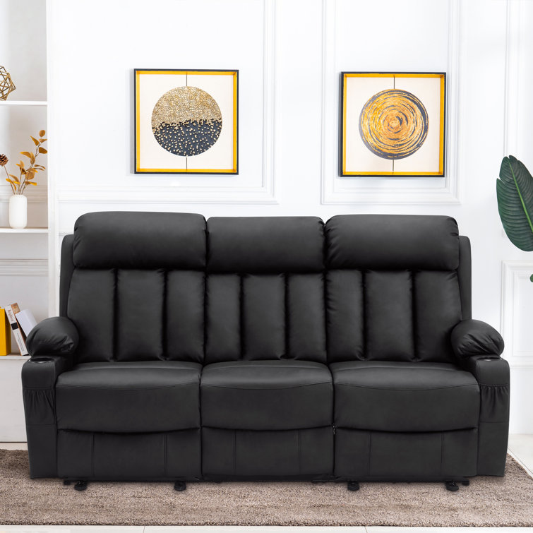Zhanea Power Reclining Sofa with Heat and Massage,  3-Seat Dual Recliner Sofa
