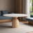 Rock slab & solid wood round dining table, white breakroom table (chairs not included)