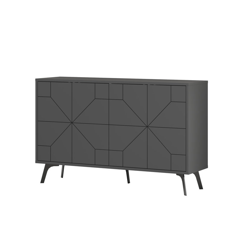 Dune Console Sideboard Geometric Design Wide 123cm, Anthracite