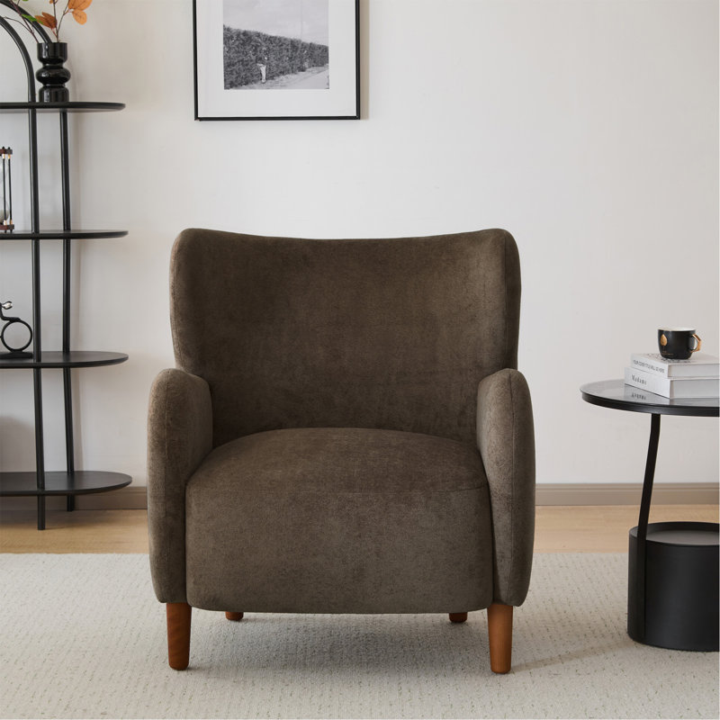 Fauteuil club à oreilles rembourré, Dark Brown Velvet