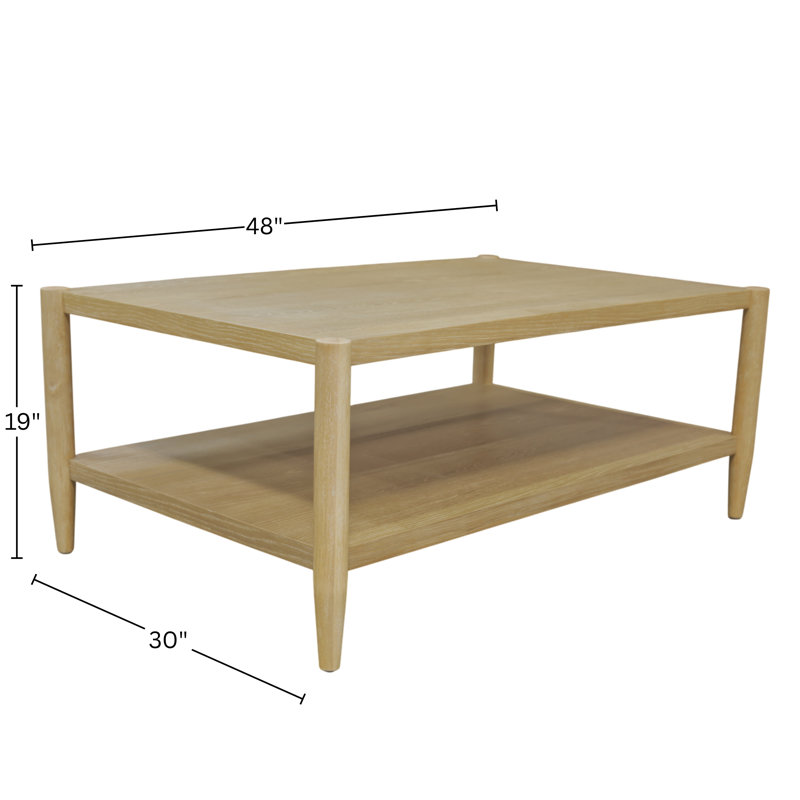 Reece Rectangular Coffee Table, Natural Wood