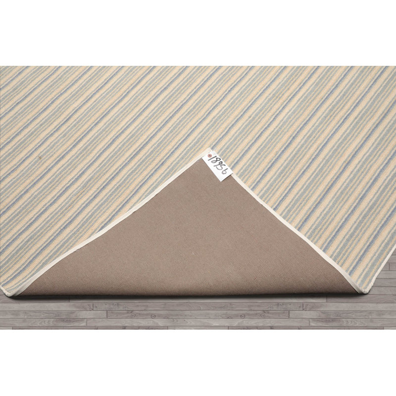 Tapis oriental multicolore tissé à la main à rayures contemporaines, Rectangle 12 pi x 15 pi
