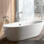 Robinet de baignoire autoportant en nickel brossé avec douche à main - Métal massif, nickel brossé à pleine couverture, corps de 13,09 lb