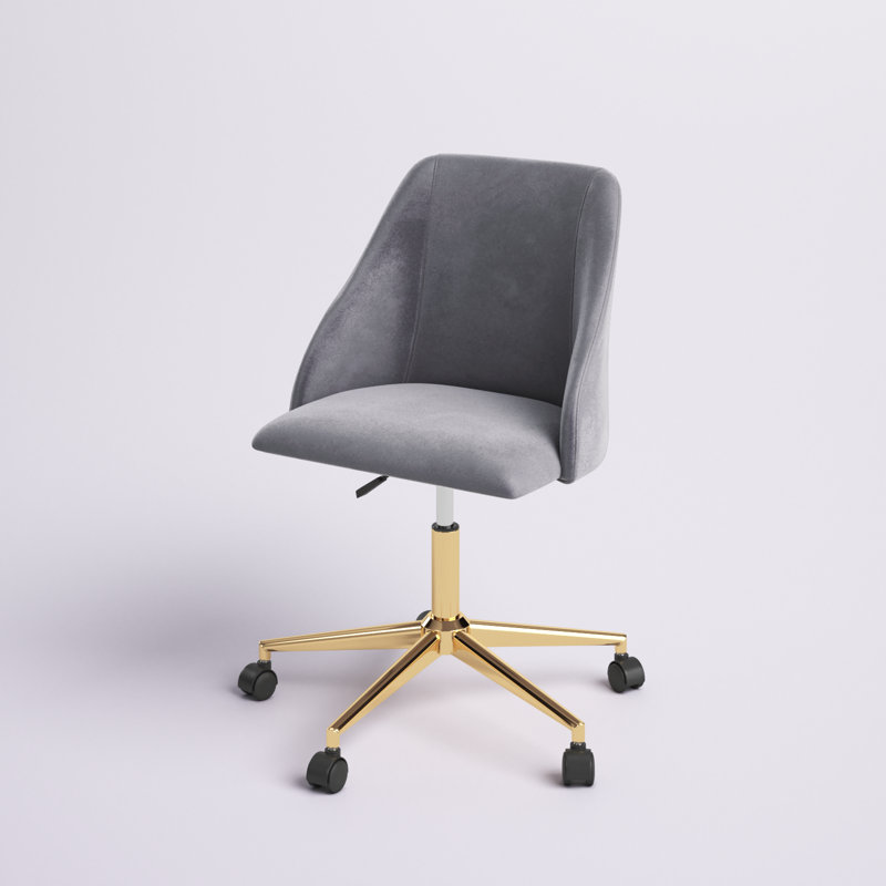 Chaise de bureau en velours Auman, gris