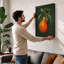 Single Pear in Gold Botanical - Framed Print-916915836-916915839