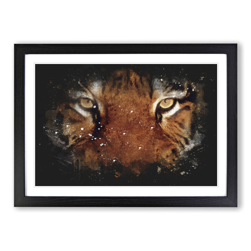 Tiger Vol.6 Paint Splash - Picture Frame Graphic Art, 27cm H x 36cm W x 2cm D, Black