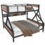 Lit superposé grand sur très grand avec tablettes de rangement et lumières, lit superposé en métal pour adultes et adolescents, structure silencieuse et peu encombrante, aucun sommier nécessaire, noir-1122750531