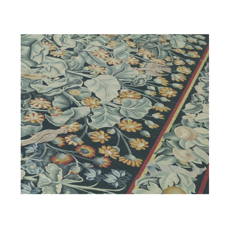 Hand-Knotted High-Quality Green and Green Area Rug