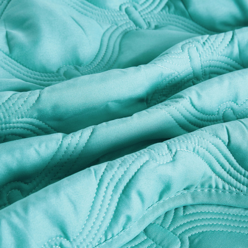 3 Piece Bradly Down Alternative Quilts Set, Teal, Twin Quilt + 1 Twin Sham