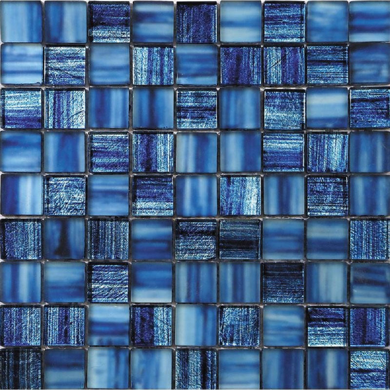 11" x 11" Straight Edge Glass Mosaic Sheet Wall & Floor Tile, Blue
