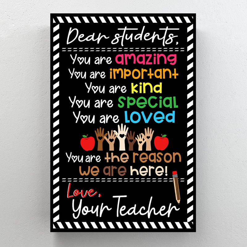 Une lettre aux étudiants - Chers étudiants, vous êtes incroyable, vous êtes important - 1 pièce, impression d'art graphique rectangulaire sur toile tendue