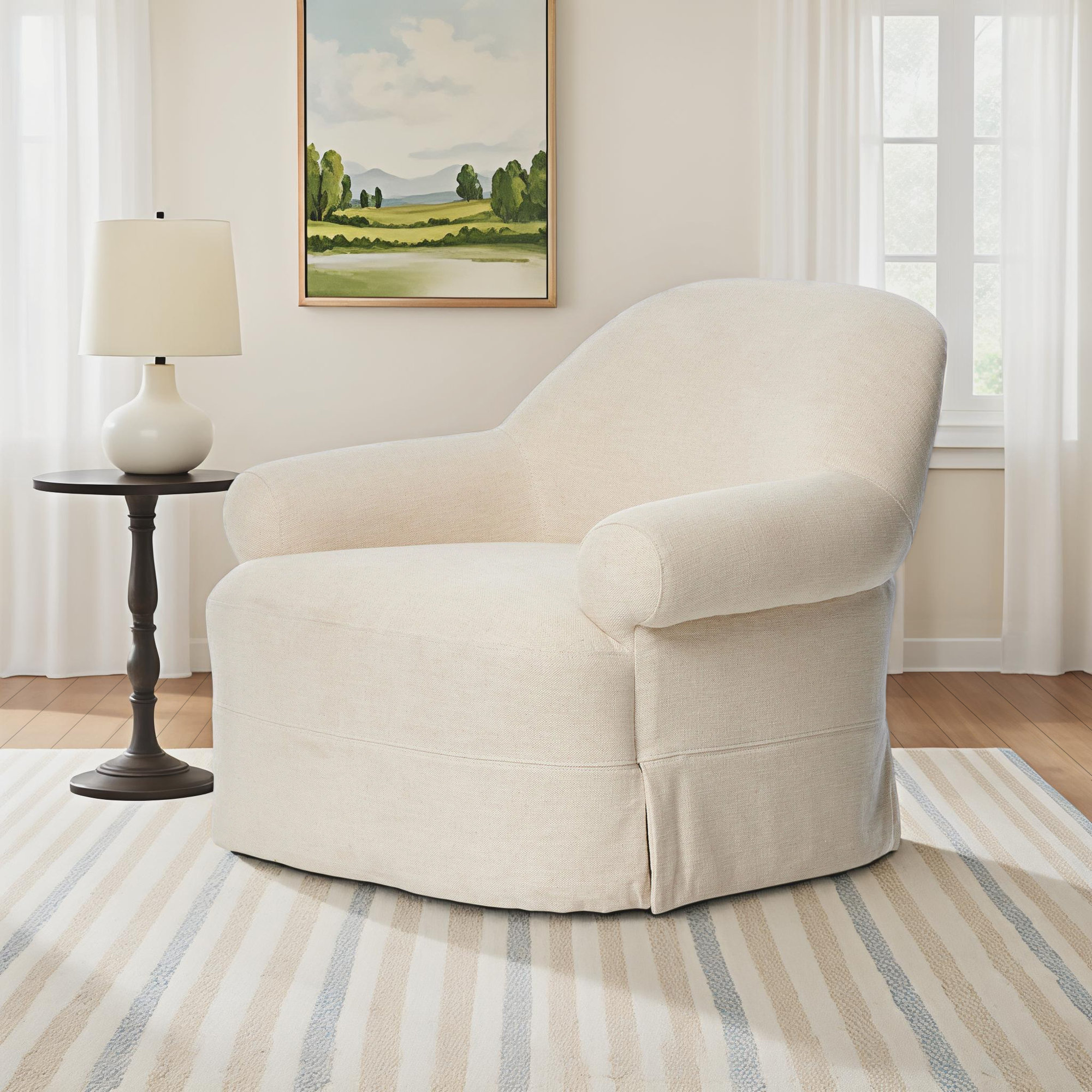 Arden Swivel Chair, Bergamo Parchment