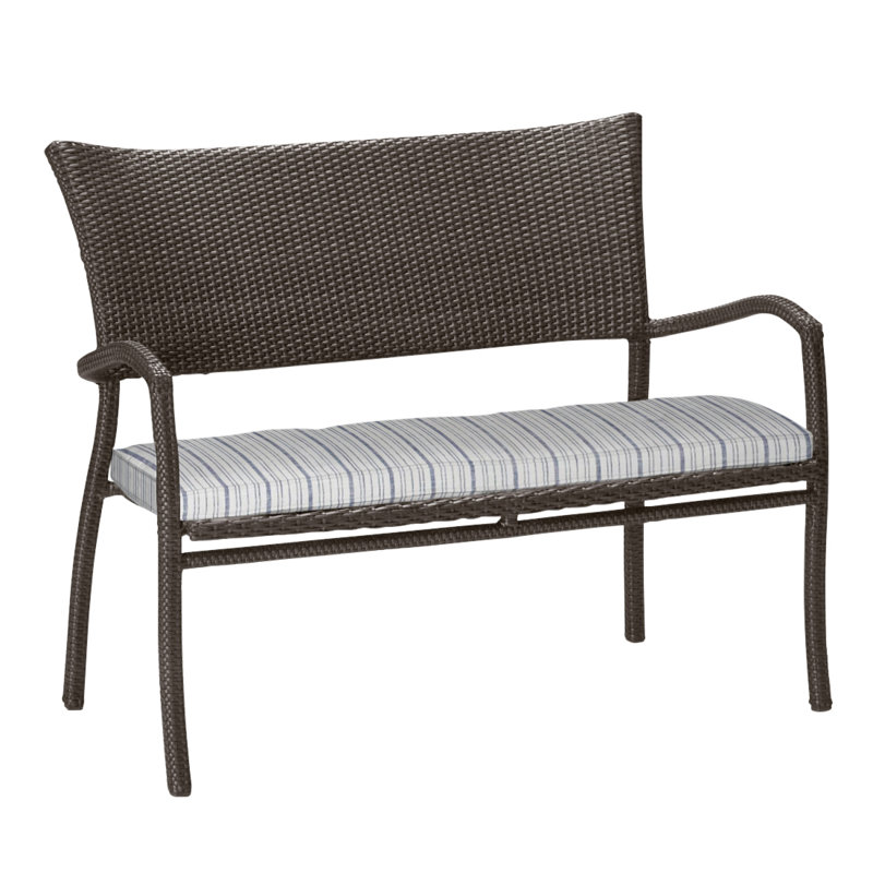 Skye Wicker Garden Bench, Black Walnut, Natural White, Welt