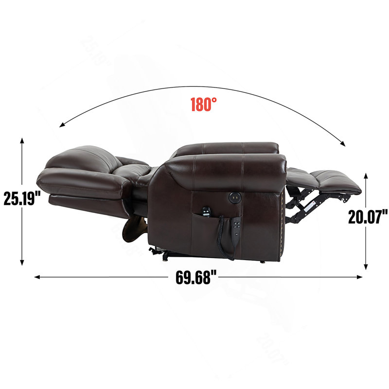 Power Lift Recliner Chair Heat Massage Dual Motor Infinite Position Up To 350 LBS, Faux Leather, Heavy Duty Motion Mechanism With USB Ports